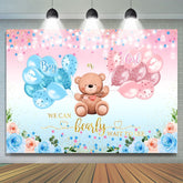 Lofaris Floral Balloon Star Teddy Bear Baby Shower Backdrop